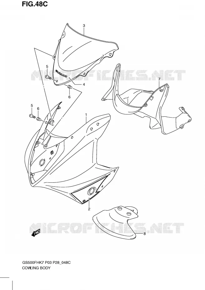 FAIRING (GS500FHL0) Suzuki MOTO 500 GS-F 2009  GS500FHK9(P3)