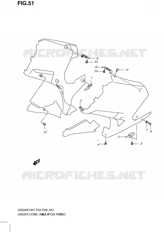 FAIRING INSTALLATION PARTS (WITH COWLING) Suzuki MOTO 500 GS-F 2010  GS500FHL0(P3)