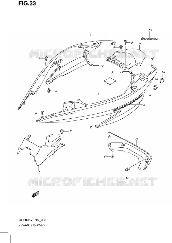 FAIRING (MODEL K7) Suzuki SCOOTER 200 BURGMAN 2007  UH200K7(P19)
