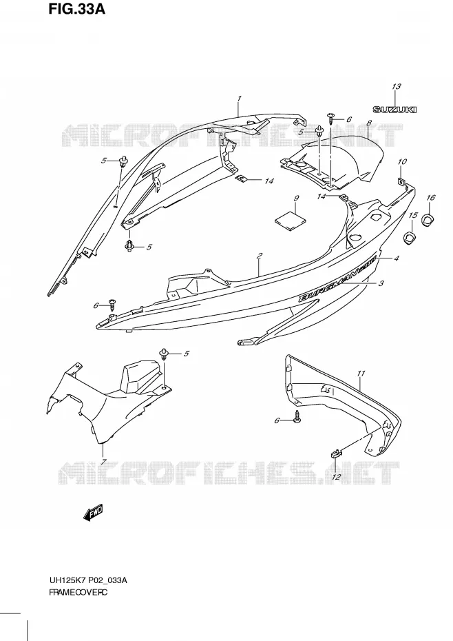 FAIRING (MODEL K8) Suzuki SCOOTER 125 BURGMAN 2012  UH125GL0(P2)