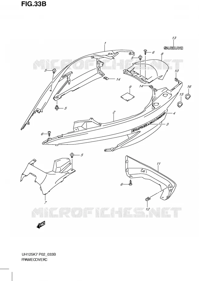 FAIRING (MODEL K9) Suzuki SCOOTER 125 BURGMAN 2007  UH125K7(P2)