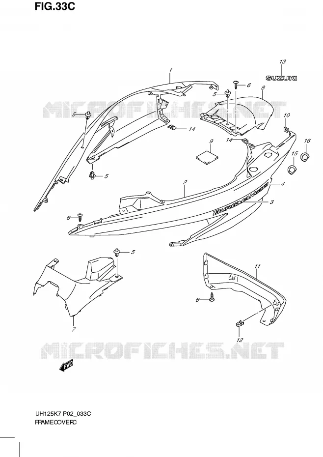 FAIRING (MODEL L0) Suzuki SCOOTER 125 BURGMAN 2008  UH125GK8(P2)