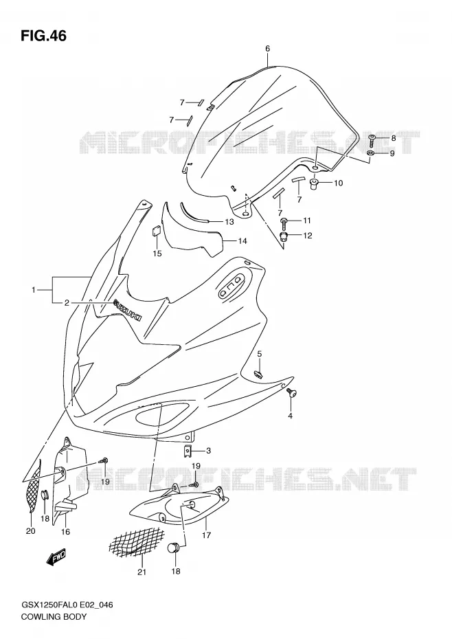 FAIRING Suzuki MOTO 1250 GSX-F 2010  GSX1250FAL0(E2)