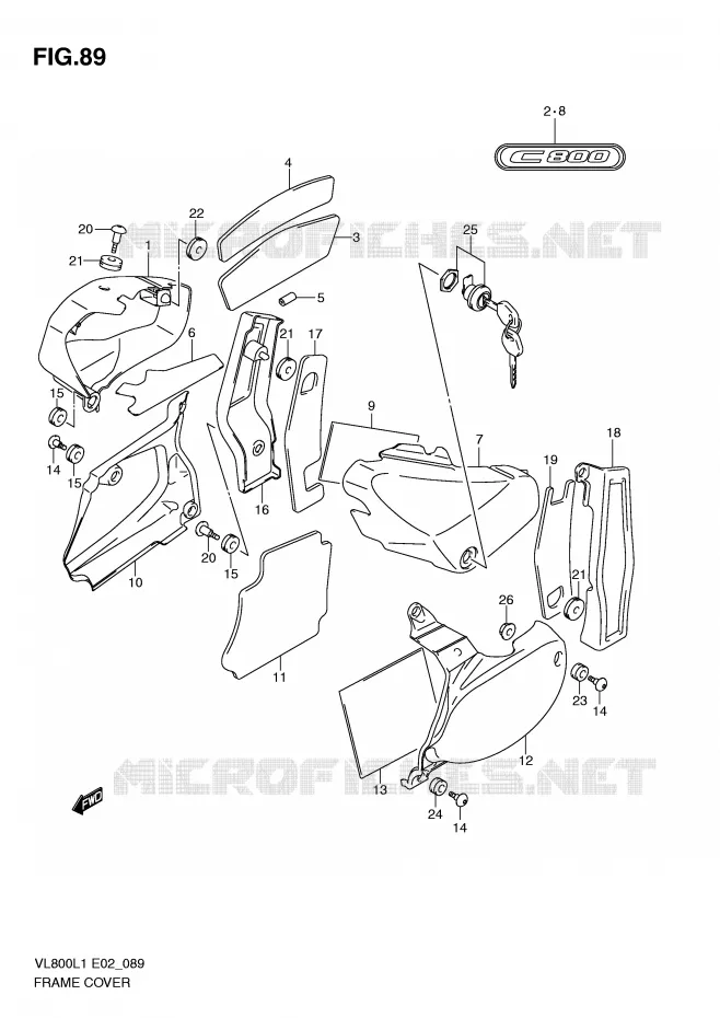FAIRING (VL800CUEL1 E19) Suzuki MOTO 800 VOLUSIA 2011  VL800CUEL1(E2)