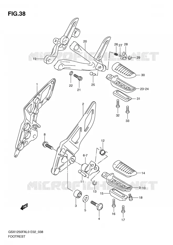 FOOTREST Suzuki MOTO 1250 GSX-F 2010  GSX1250FAL0(E2)