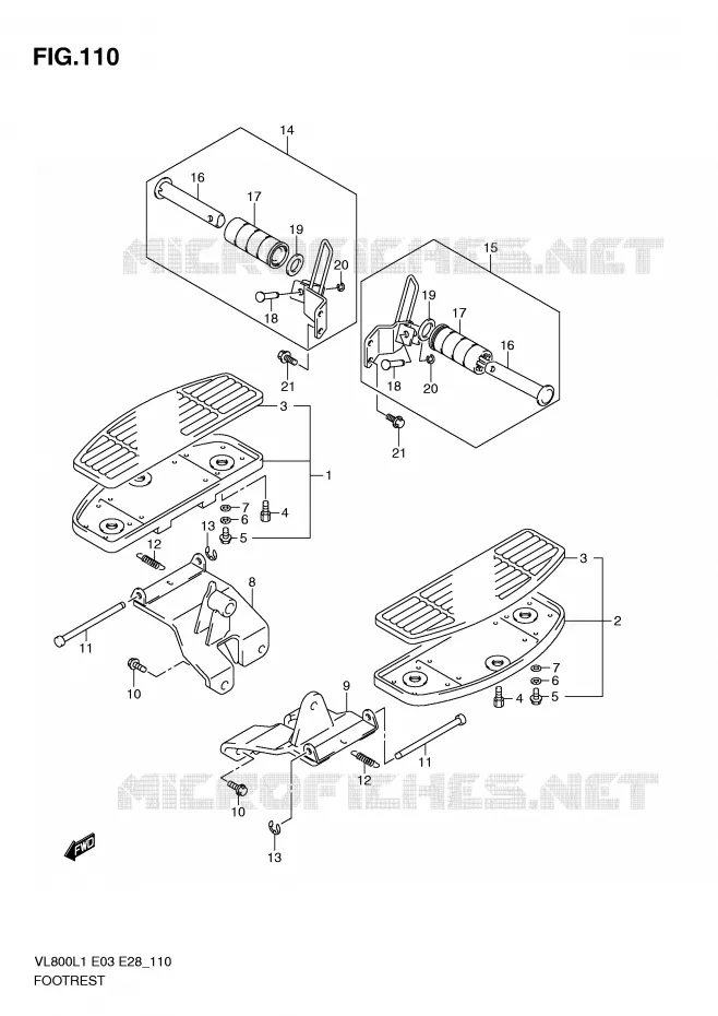 FOOTREST Suzuki MOTO 800 VOLUSIA 2011  VL800TL1(E3/E28)