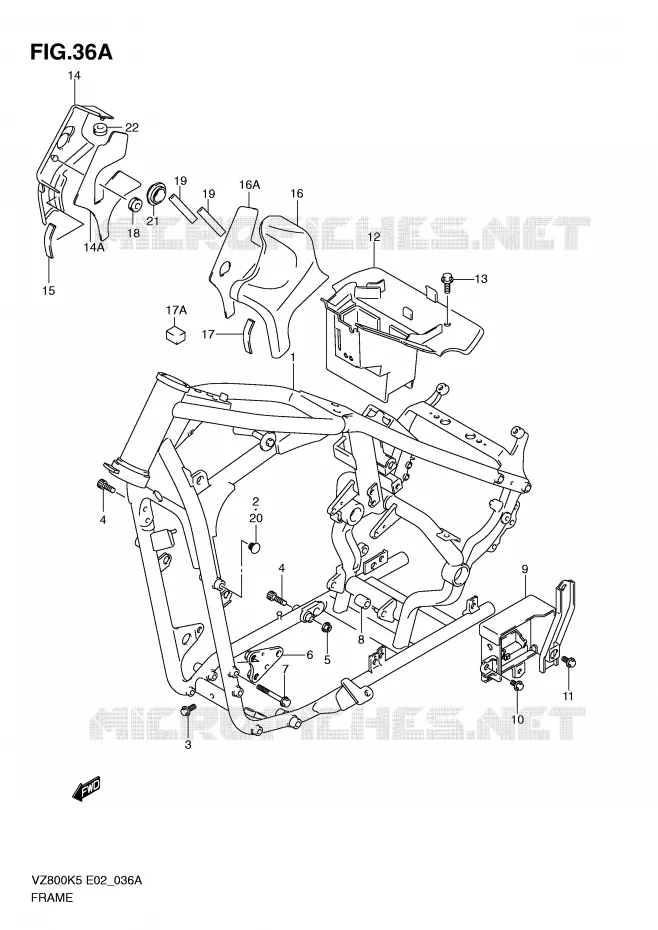 FRAME (MODEL K9) Suzuki MOTO 800 MARAUDER 2009  VZ800K9(E2)