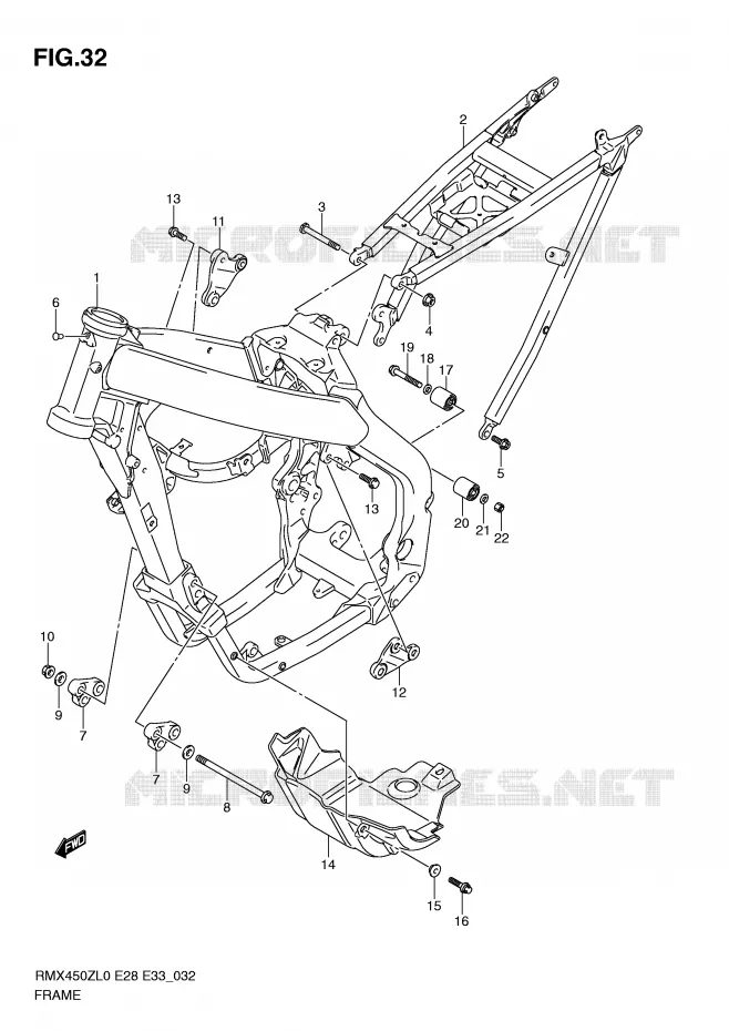 FRAME Suzuki MOTO 450 RMX-Z 2010  RMX450ZL0(E28/E33)
