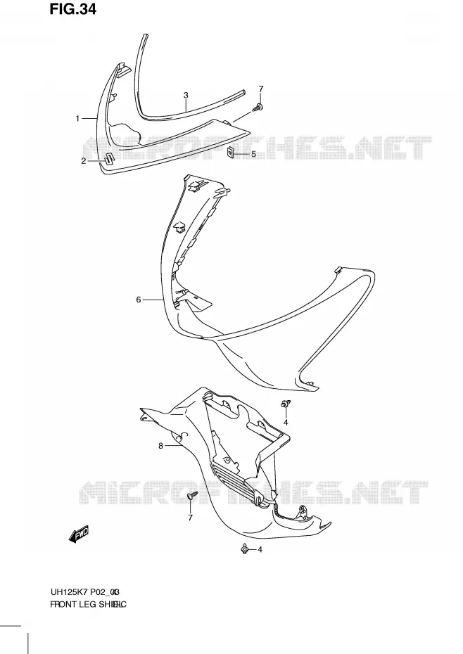 FRONT FAIRING (MODEL K7) Suzuki SCOOTER 125 BURGMAN 2012  UH125GL0(P2)