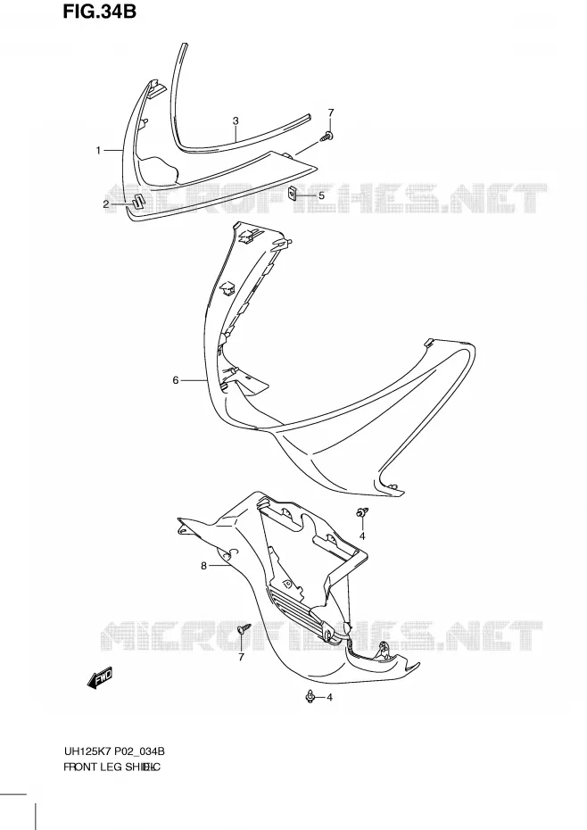 FRONT FAIRING (MODEL K9) Suzuki SCOOTER 125 BURGMAN 2012  UH125GL0(P2)
