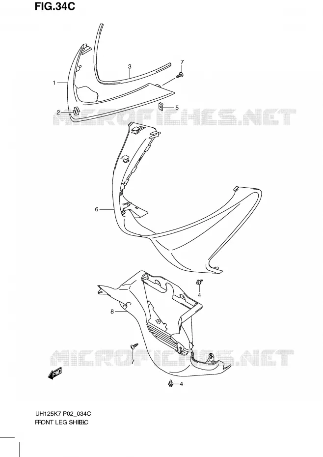 FRONT FAIRING (MODEL L0) Suzuki SCOOTER 125 BURGMAN 2007  UH125K7(P2)