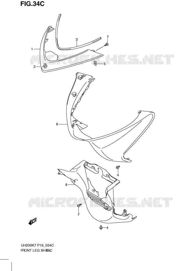 FRONT FAIRING (MODEL L0) Suzuki SCOOTER 200 BURGMAN 2009  UH200GK9(P19)