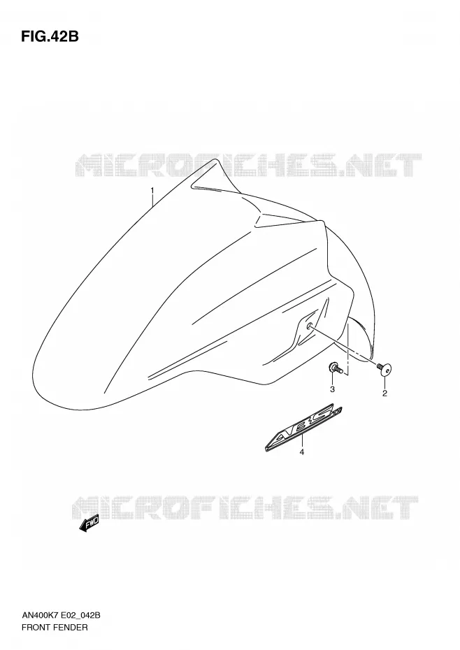 FRONT FENDER (MODEL L0) Suzuki SCOOTER 400 BURGMAN 2010  AN400AL0(E2)