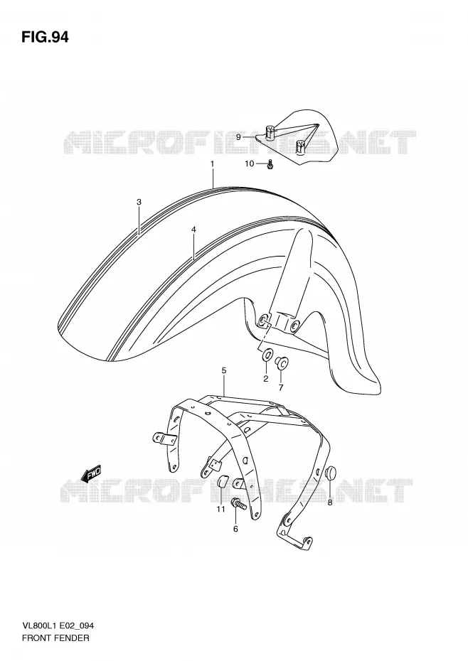 FRONT FENDER (VL800CL1 E2) Suzuki MOTO 800 VOLUSIA 2011  VL800CUEL1(E2)