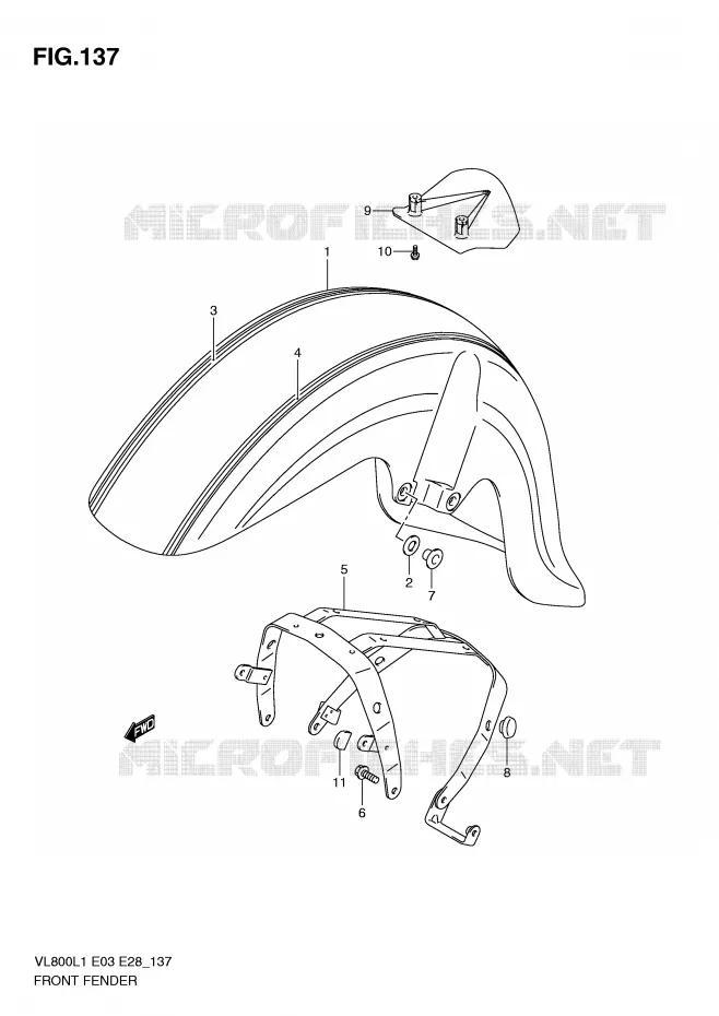 FRONT FENDER (VL800CL1 E3) Suzuki MOTO 800 VOLUSIA 2011  VL800CL1(E3/E28)
