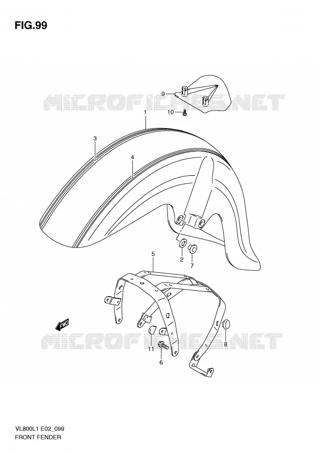 FRONT FENDER (VL800CUEL1 E19) Suzuki MOTO 800 VOLUSIA 2011  VL800CL1(E2)