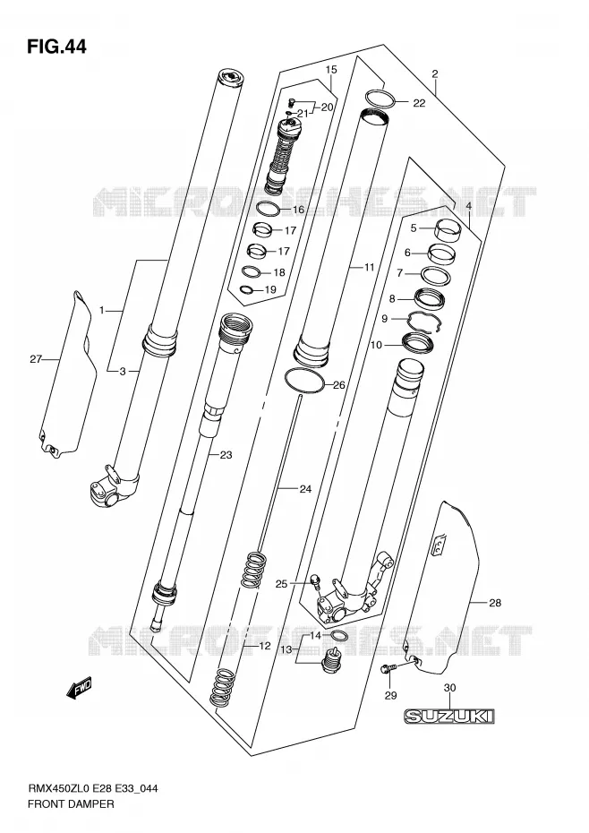 FRONT FORK Suzuki MOTO 450 RMX-Z 2010  RMX450ZL0(E28/E33)