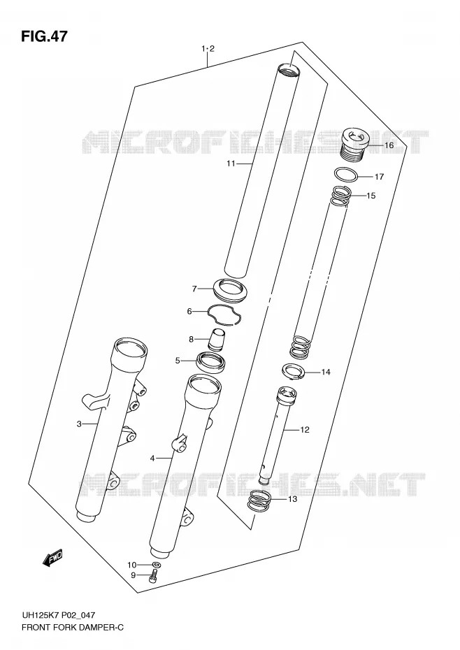 FRONT FORK Suzuki SCOOTER 125 BURGMAN 2010  UH125GL0(P2)