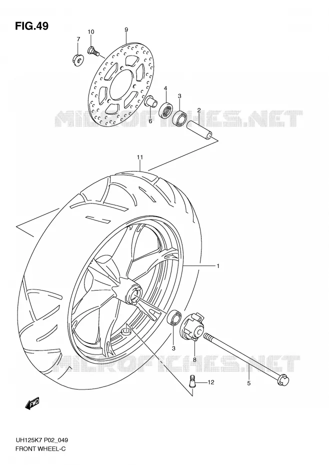 FRONT WHEEL Suzuki SCOOTER 125 BURGMAN 2012  UH125GL0(P2)