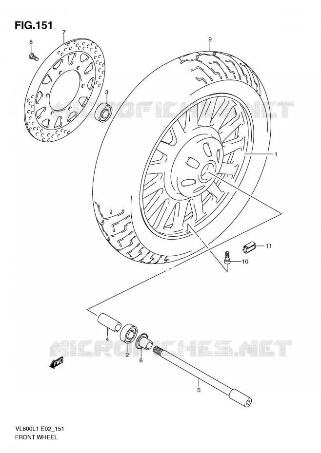 FRONT WHEEL (VL800CL1 E2) Suzuki MOTO 800 VOLUSIA 2011  VL800CUEL1(E2)
