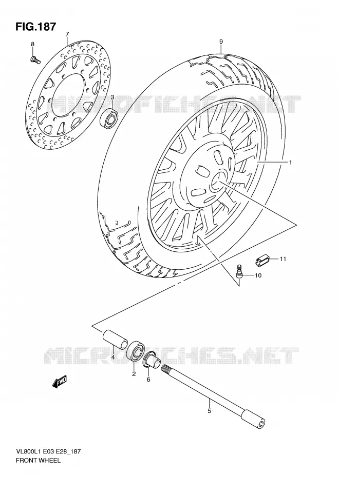 FRONT WHEEL (VL800CL1 E28) Suzuki MOTO 800 VOLUSIA 2011  VL800CL1(E3/E28)