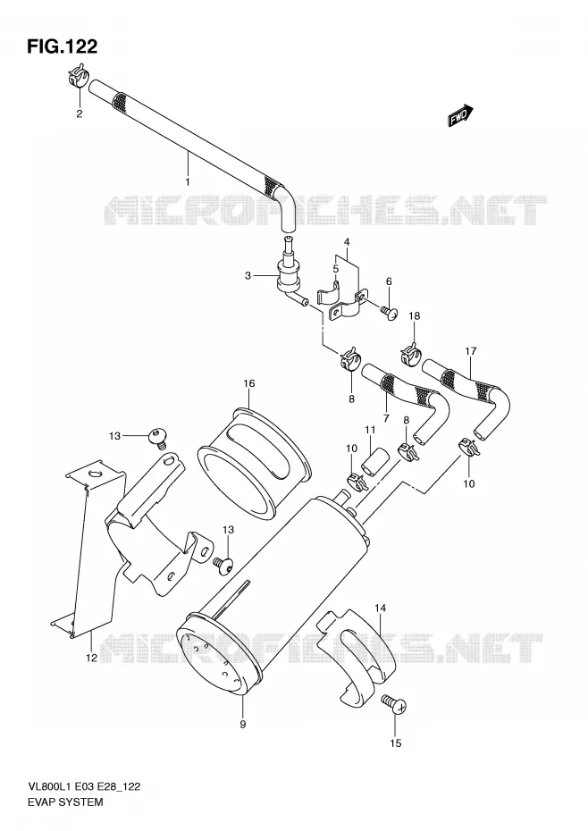 FUEL EVAP SYSTEM (VL800CL1 E33) Suzuki MOTO 800 VOLUSIA 2011  VL800CL1(E3/E28)