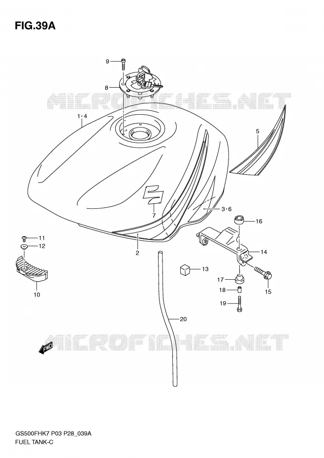 FUEL TANK (MODEL K8) Suzuki MOTO 500 GS-F 2008  GS500FHK8(P3)
