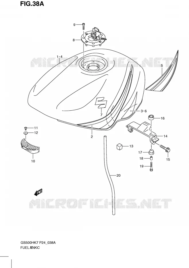 FUEL TANK (MODEL K8) Suzuki MOTO 500 GS-F 2010  GS500FHL0(P24)