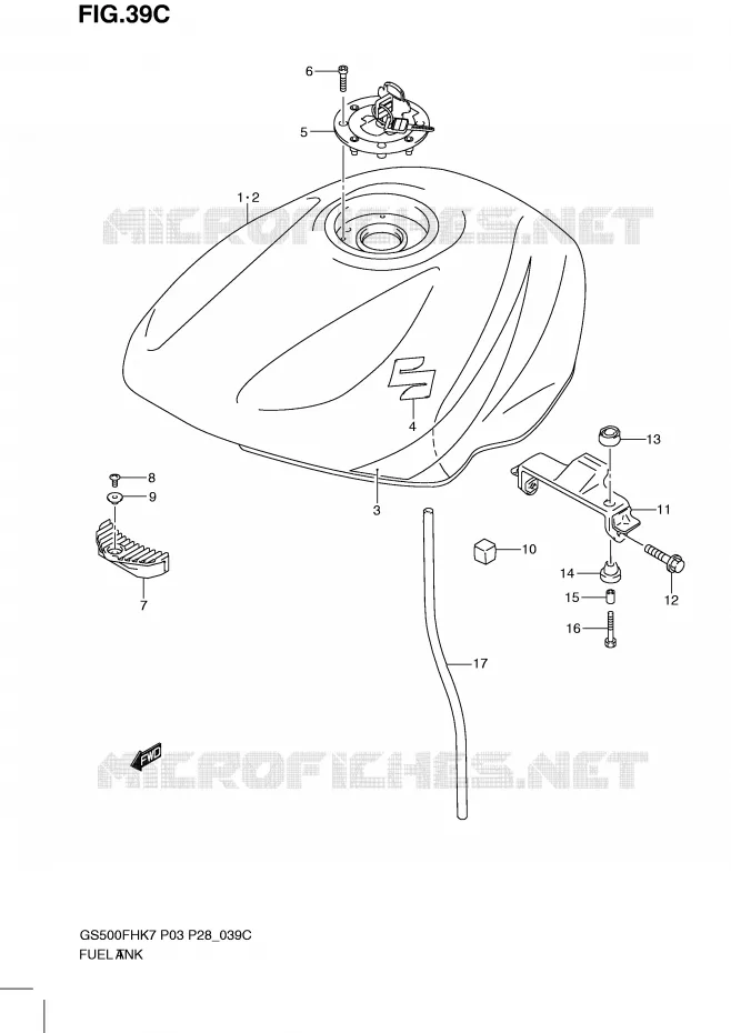 FUEL TANK (MODEL L0) Suzuki MOTO 500 GS-F 2008  GS500FHK8(P3)