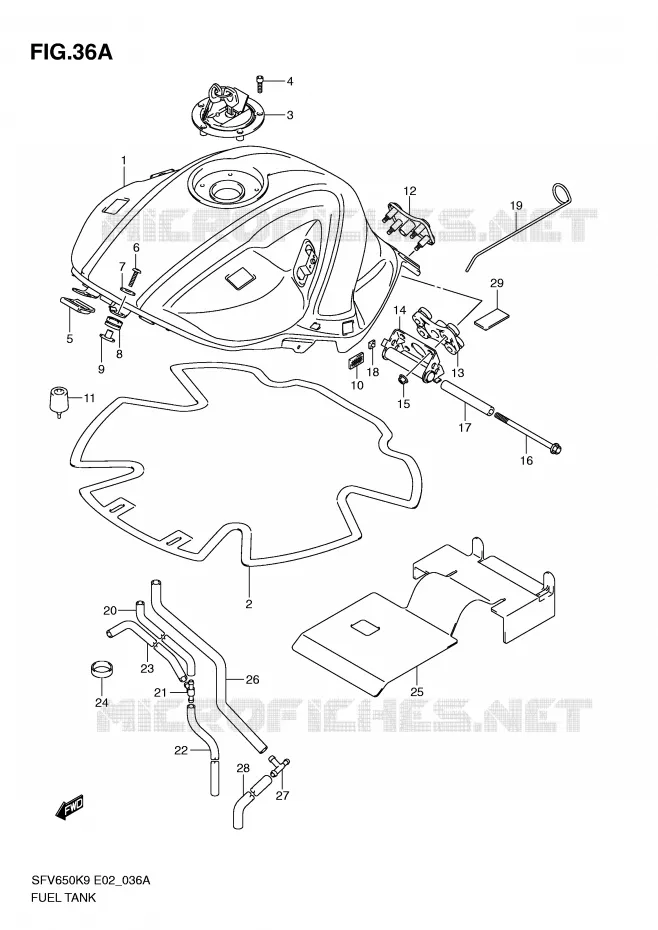 FUEL TANK (MODEL L0) Suzuki MOTO 650 GLADIUS 2009  SFV650AK9(E2)
