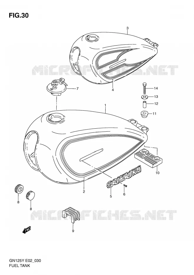 FUEL TANK (MODEL V/W) Suzuki MOTO 125 GN 2000  GN125Y(E4)