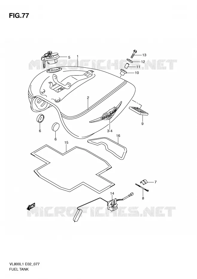 FUEL TANK (VL800TL1 E24) Suzuki MOTO 800 VOLUSIA 2011  VL800CUEL1(E2)
