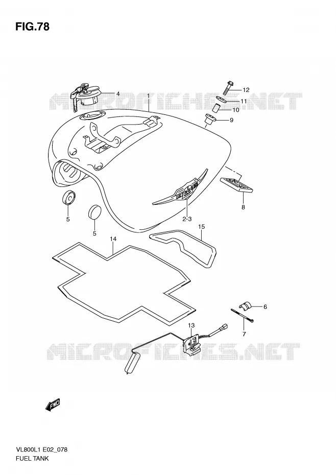 FUEL TANK (VL800UEL1 E19) Suzuki MOTO 800 VOLUSIA 2011  VL800CUEL1(E2)