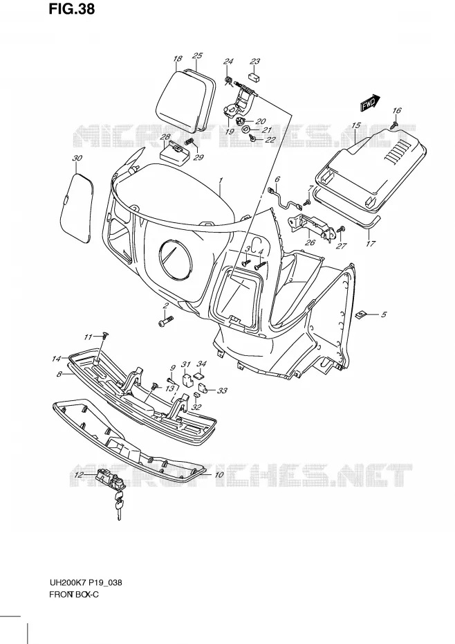 GLOVE BOX Suzuki SCOOTER 200 BURGMAN 2010  UH200GL0(P19)