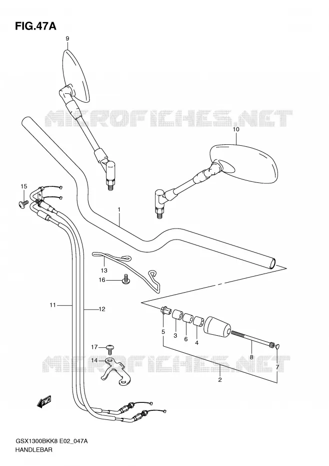 HANDLEBAR (MODEL L0) Suzuki MOTO 1300 B-KING 2008  GSX1300BKU2K8(E2)