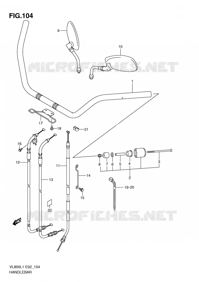 HANDLEBAR (VL800CL1 E19) Suzuki MOTO 800 VOLUSIA 2011  VL800UEL1(E2)