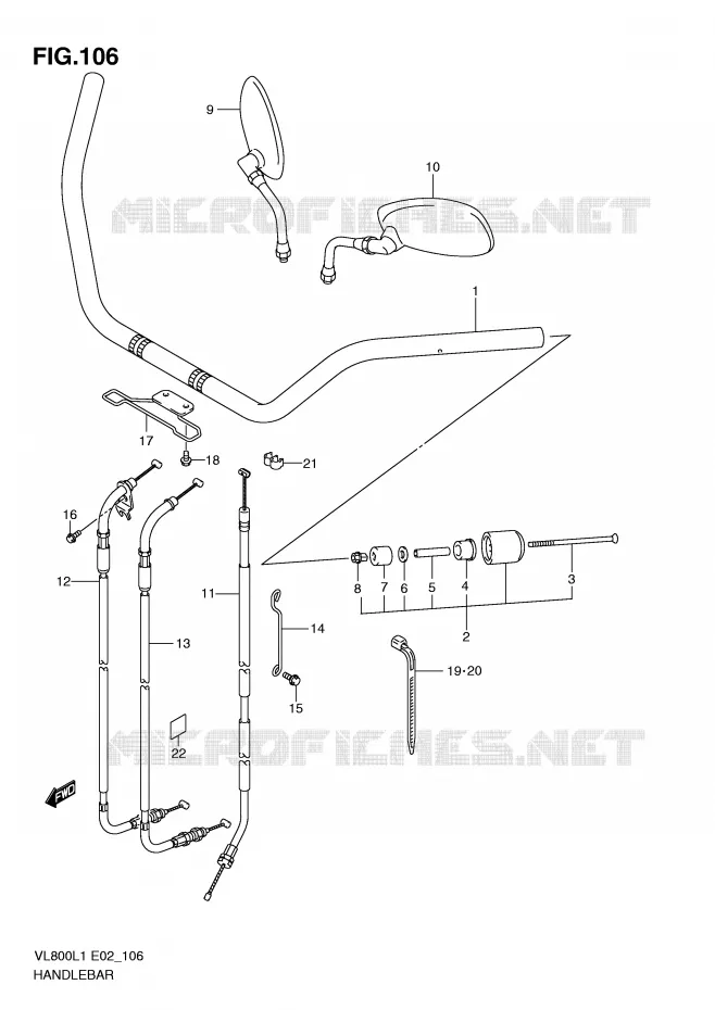 HANDLEBAR (VL800TL1 E24) Suzuki MOTO 800 VOLUSIA 2011  VL800L1(E2)