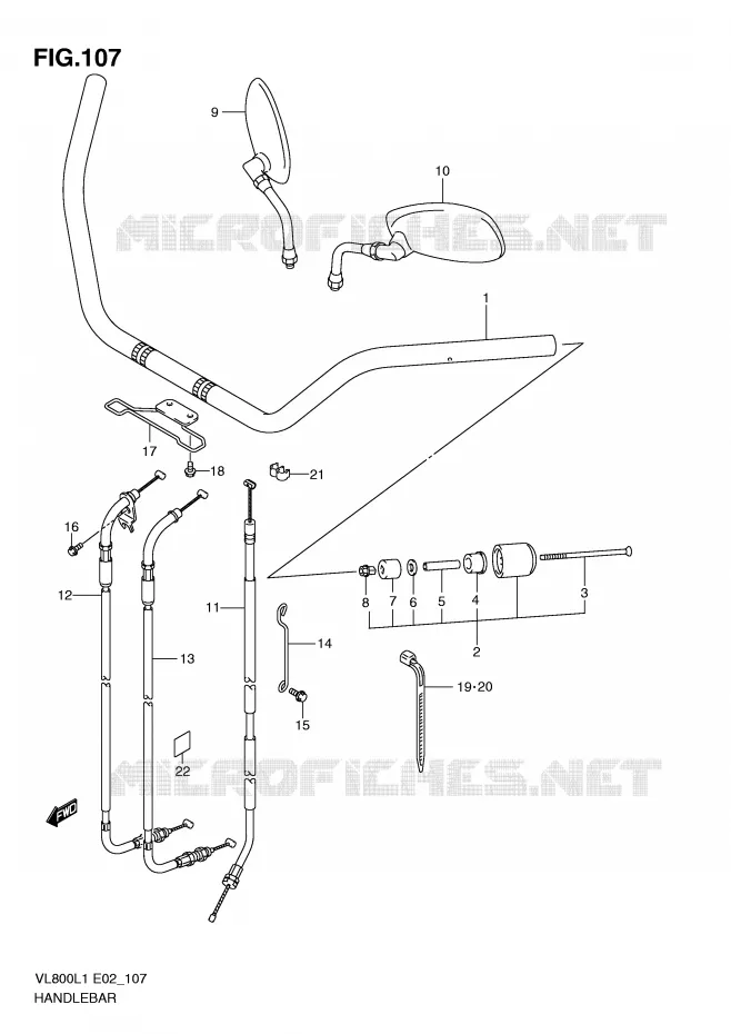 HANDLEBAR (VL800UEL1 E19) Suzuki MOTO 800 VOLUSIA 2011  VL800L1(E2)