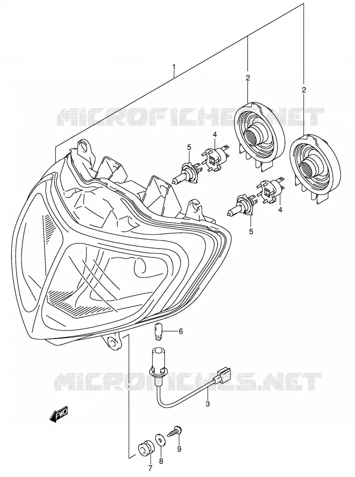 HEADLIGHT (E2,E19,E54,P37) Suzuki MOTO 750 GSX-R 2003  GSX-R750K3(E2)