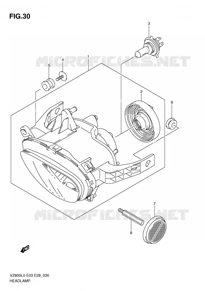HEADLIGHT Suzuki MOTO 800 MARAUDER 2010  VZ800L0(E3/E28)