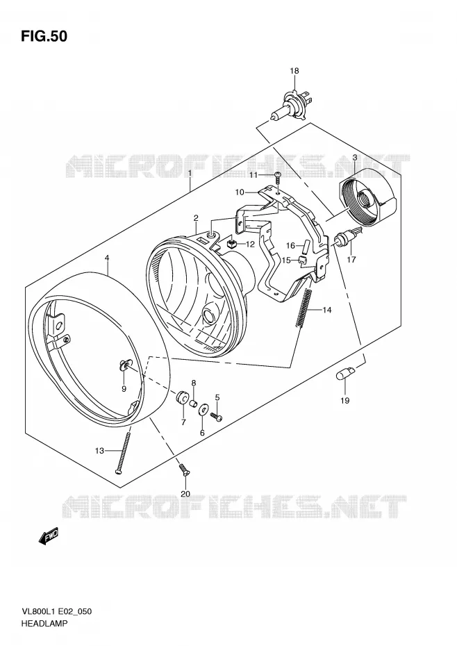 HEADLIGHT (VL800CL1 E19) Suzuki MOTO 800 VOLUSIA 2011  VL800L1(E2)