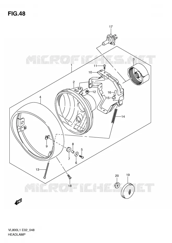 HEADLIGHT (VL800L1 E24) Suzuki MOTO 800 VOLUSIA 2011  VL800UEL1(E2)