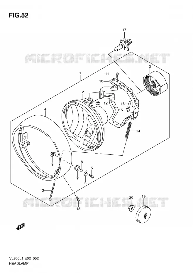 HEADLIGHT (VL800TL1 E24) Suzuki MOTO 800 VOLUSIA 2011  VL800CUEL1(E2)