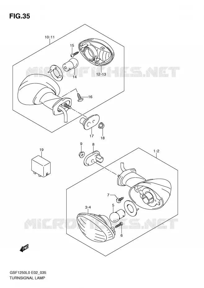 INDICATORS (E2/E19) Suzuki MOTO 1250 BANDIT-N 2010  GSF1250L0(E2)
