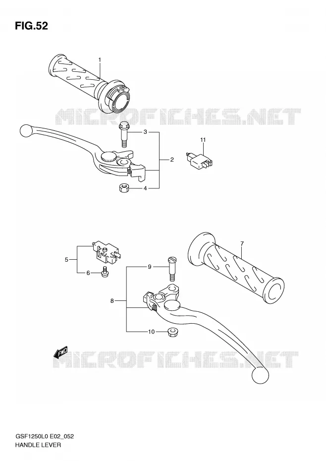 LEVERS - HANDGRIPS (GSF1250L0) Suzuki MOTO 1250 BANDIT-N 2010  GSF1250L0(E2)