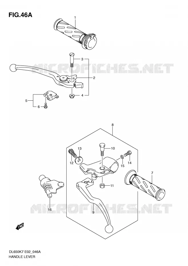 LEVERS - HANDGRIPS (MODEL K9 E2,E19,E24) Suzuki MOTO 650 V-STROM 2007  DL650AK7(E2)
