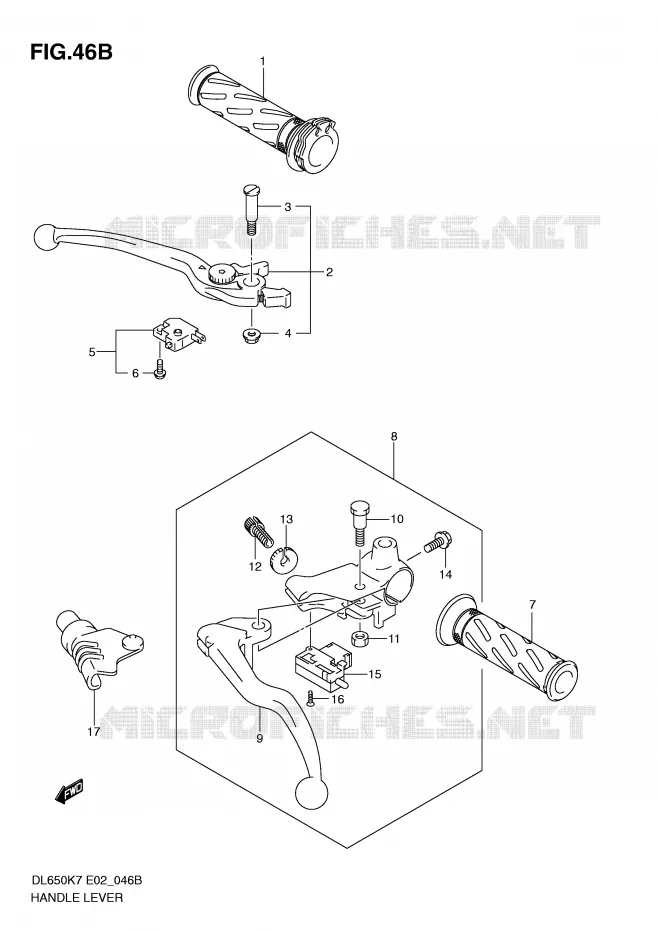 LEVERS - HANDGRIPS (MODEL K9 P37/MODEL L0) Suzuki MOTO 650 V-STROM 2010  DL650UEL0(E2)