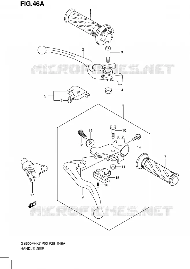 LEVERS - HANDGRIPS (MODEL L0) Suzuki MOTO 500 GS-E 2007  GS500HK7(P3)
