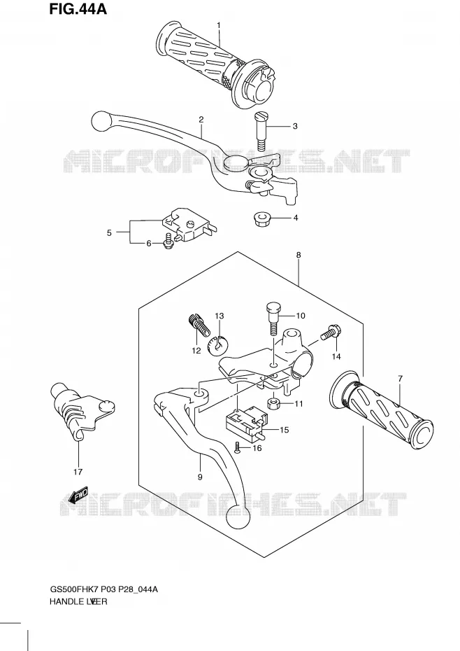 LEVERS - HANDGRIPS (MODEL L0) Suzuki MOTO 500 GS-E 2008  GS500HK8(P24)