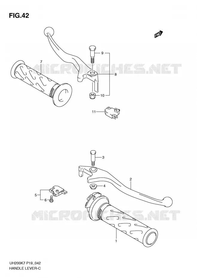 LEVERS - HANDGRIPS Suzuki SCOOTER 200 BURGMAN 2008  UH200GK8(P19)